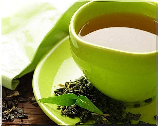 Cup with green tea