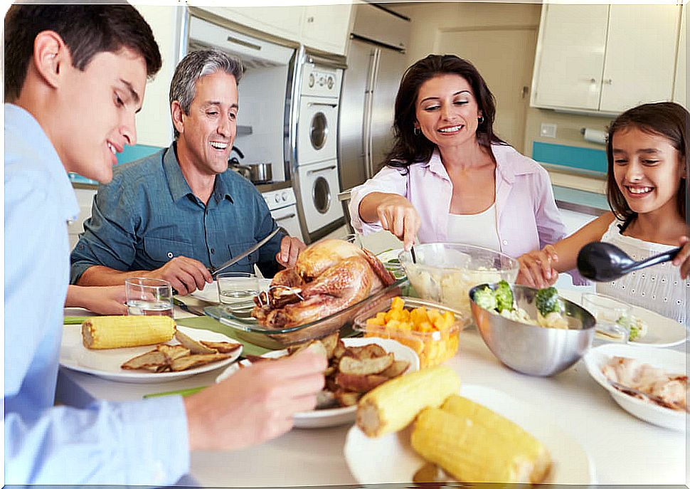 Dinner as a family to encourage communication.