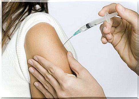 Woman getting a flu shot