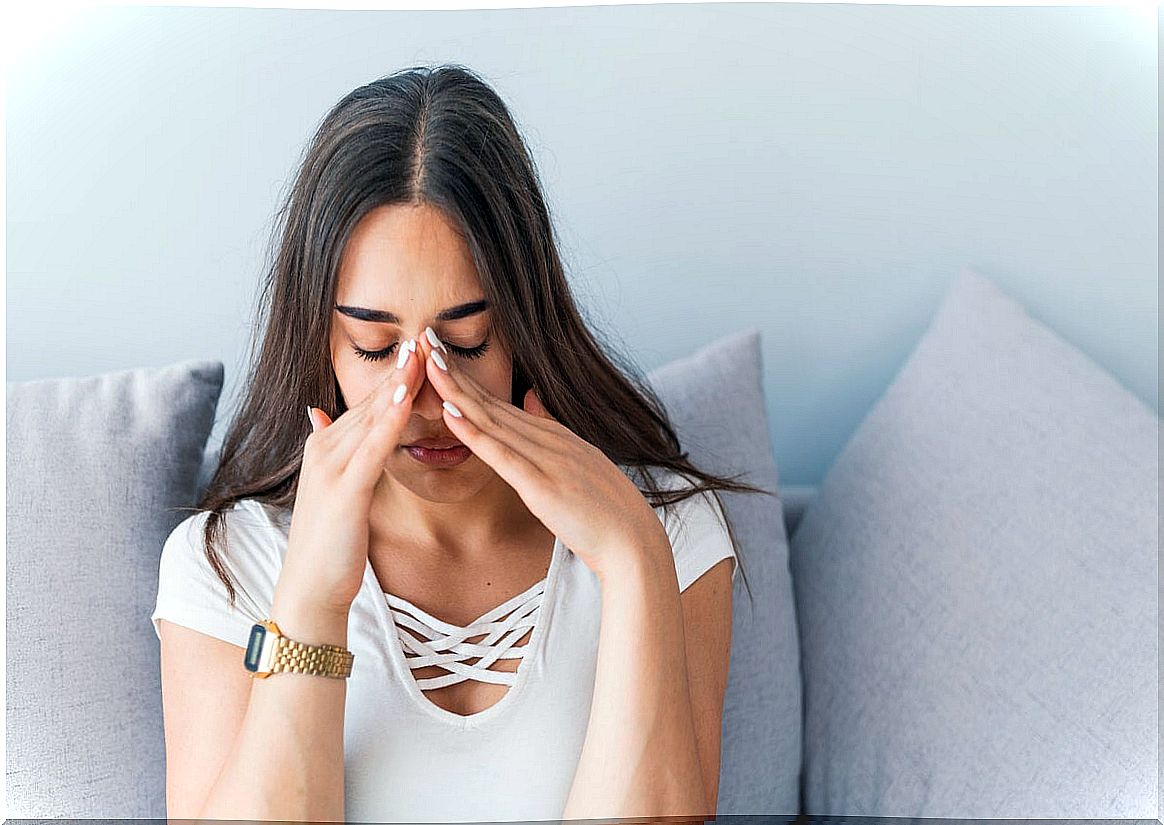 Woman with sinusitis