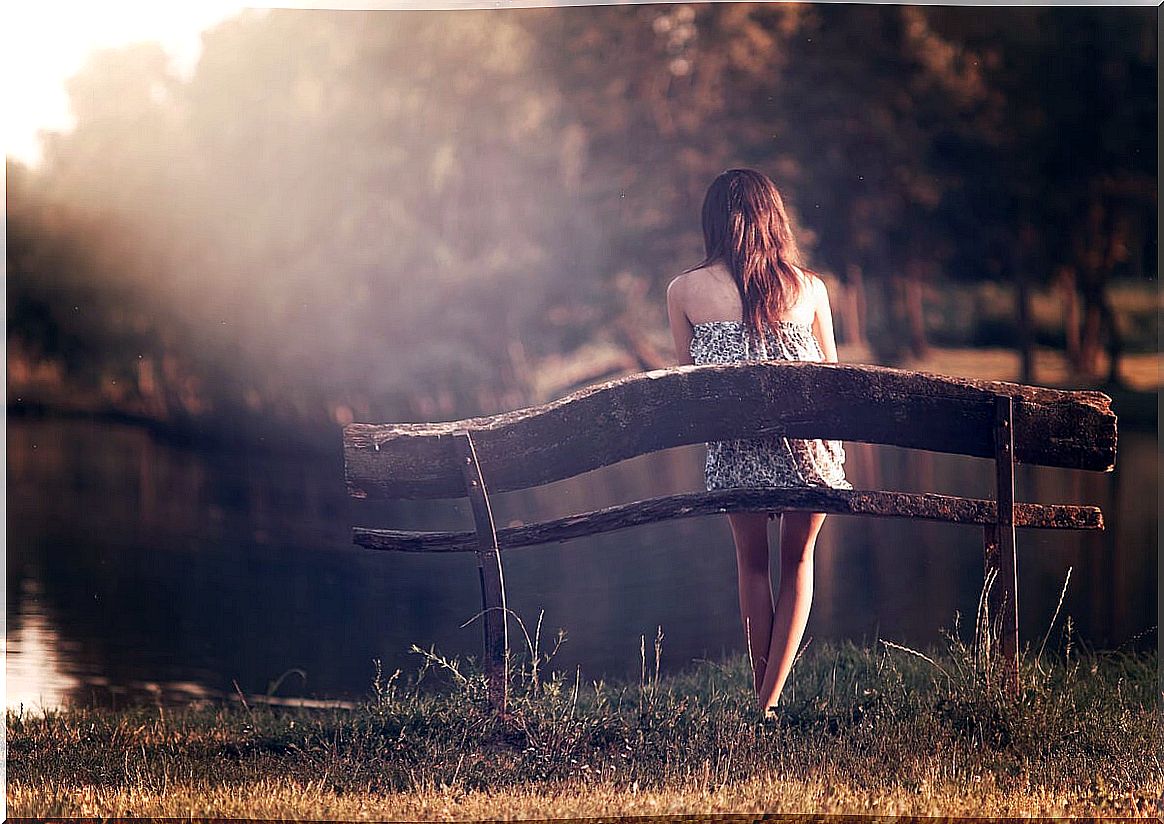 Woman alone on a bench